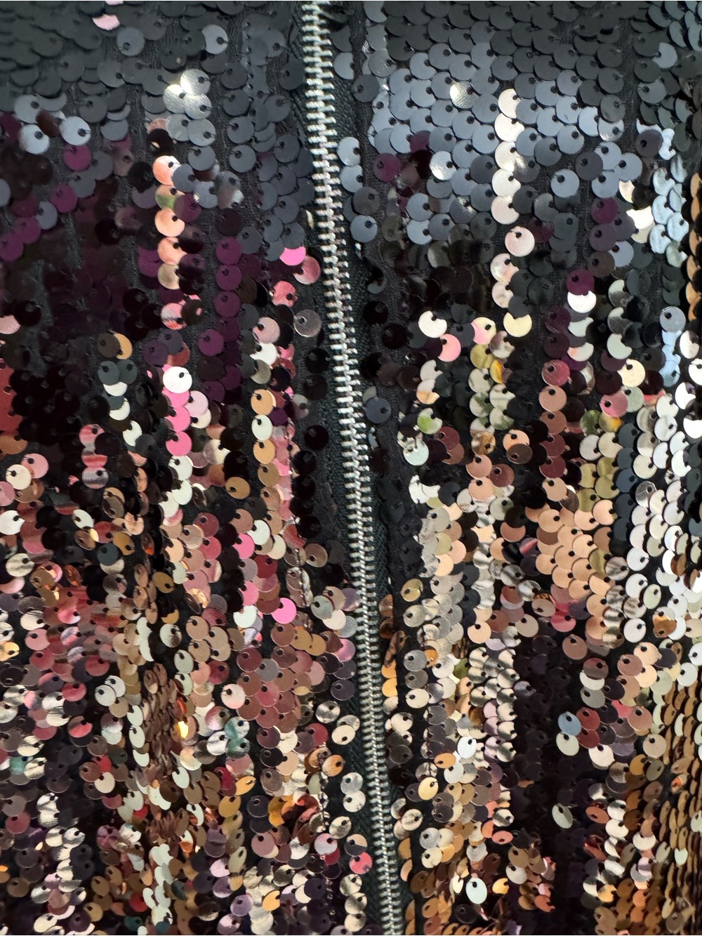 Forever 21 Ombré Pink and Gold Sequin Bomber Jacket, Size 2XL - Picture 6 of 12